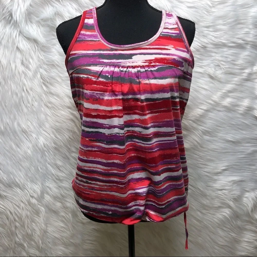 Athleta Top Size Large Vibrant Colors Built in Bra - Picture 5 of 13